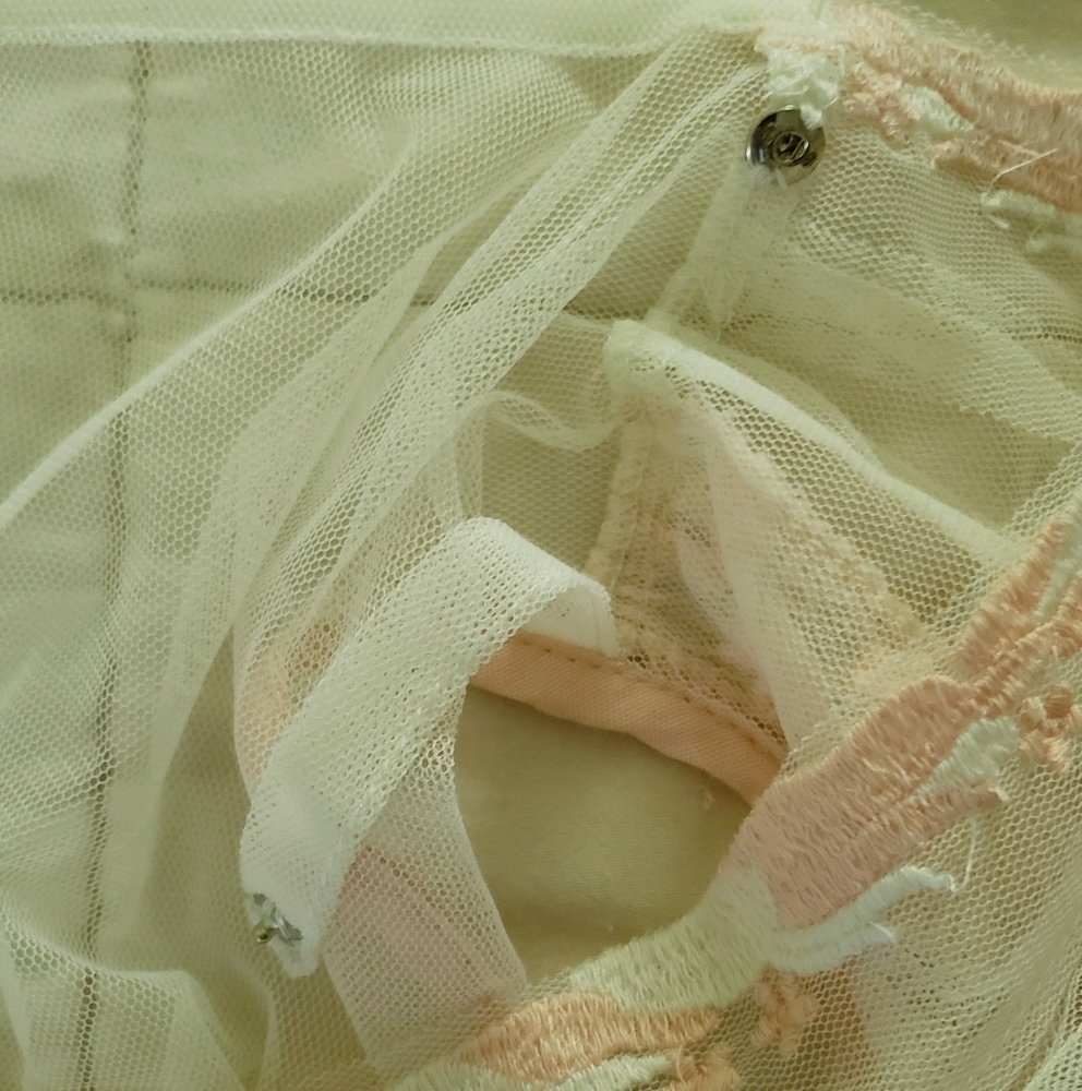 Sheer Dress White Tulle with Blush Crochet Size 1X Ethereal - Picture 4 of 8